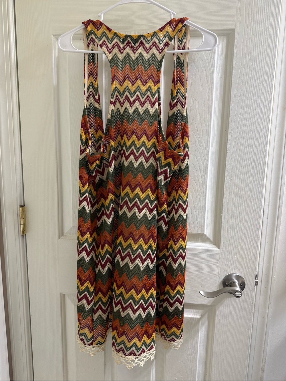 Chevron Knit Tank Vest in Green, Orange & Yellow